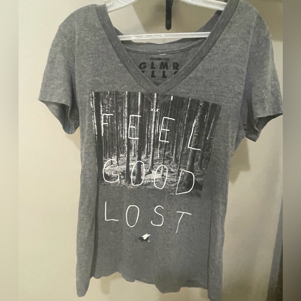 Gray Forest Graphic V-Neck Tee
